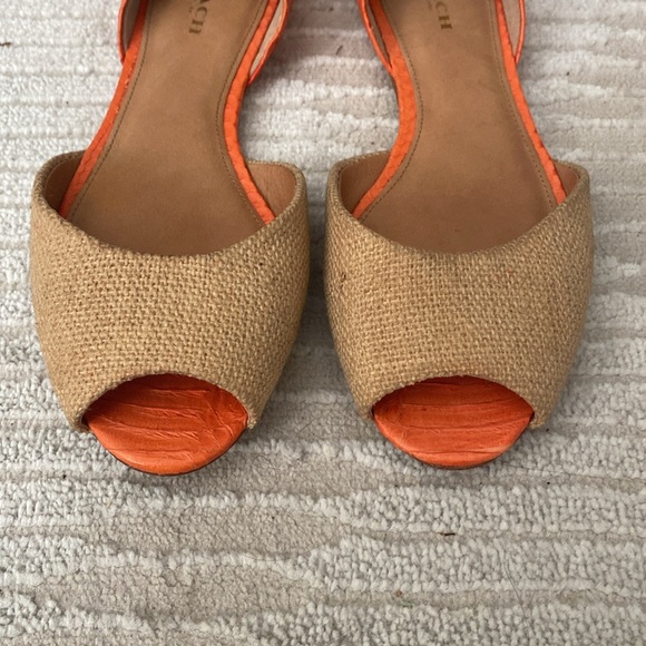 NWOB Coach Burlap Orange Leather Sandals - 7 - Picture 2 of 6